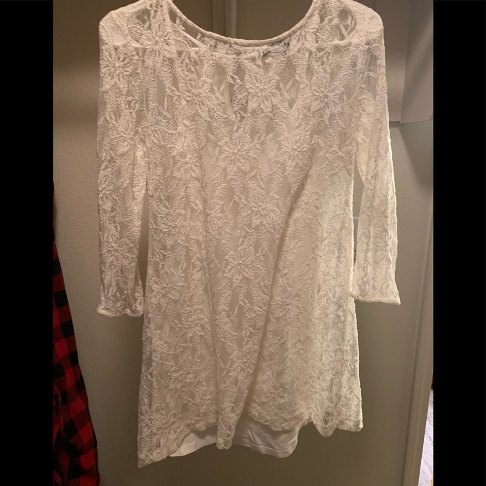 White lace dress with slip
